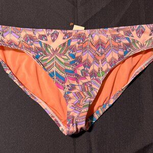 Urban Sea Sz XL Peach Floral Geometric Cheeky Bikini Swim‎ Bottoms (D)